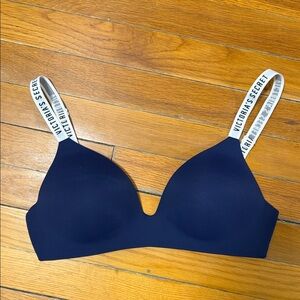 Victoria's Secret Deep Blue Bra with White Straps